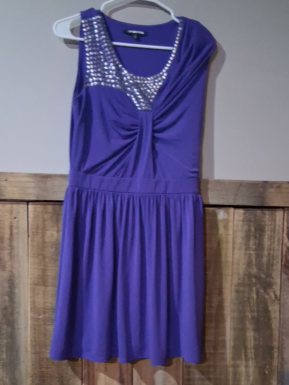 Embellished Scoop-Neck Purple Midi Dress
